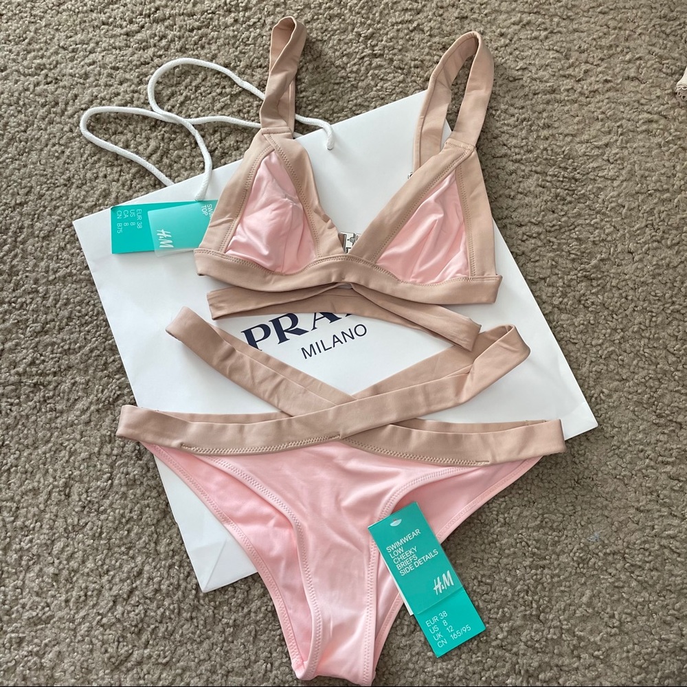 NWT H&M Pink/Nude Criss Cross Bikini Swimsuit